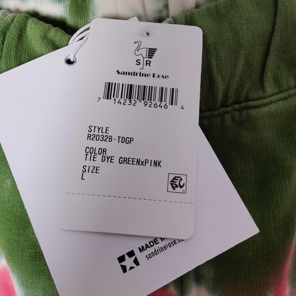 Sandrine Rose X Free People Tie Dye Sweatpants Green Pink Blue Size Large - Picture 5 of 6